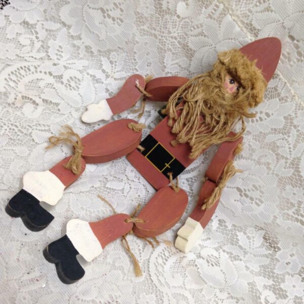 Vintage, Rare, Wooden Jointed Mantel Santa