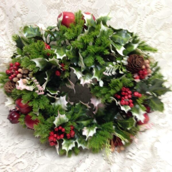 Vintage, Christmas Wreath with Pine Cones 13in D. (B)