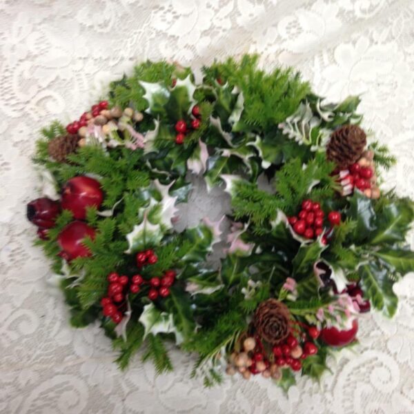 Vintage, Christmas Wreath with Pine Cones 13in D. (B)