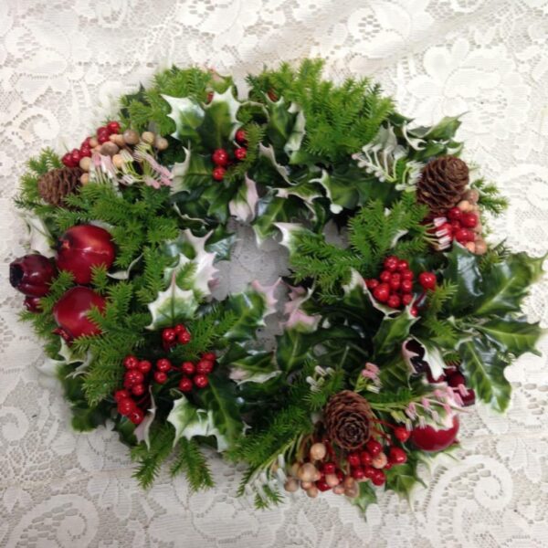 Vintage, Christmas Wreath with Pine Cones 13in D. (B)