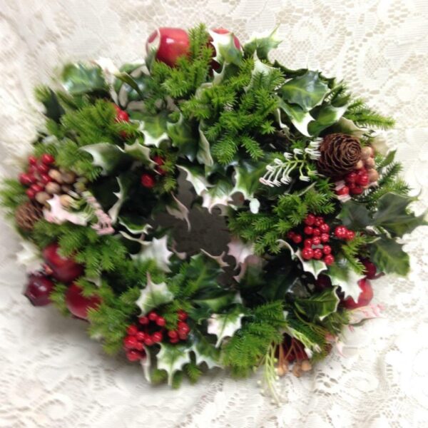 Vintage, Christmas Wreath with Pine Cones 13in D. (B)