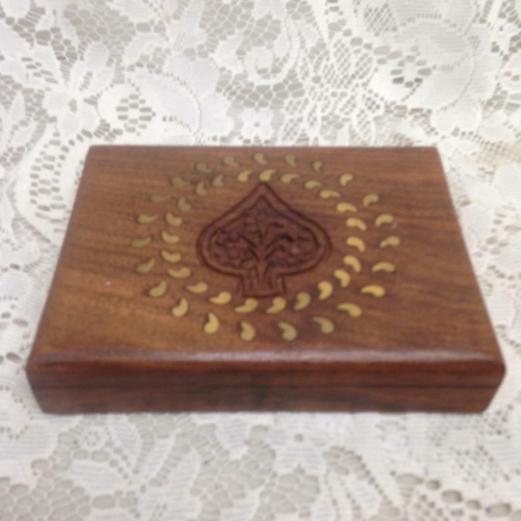 Vintage Rare, Playing Cards in Wooden Box or Case 6in x 4.5in