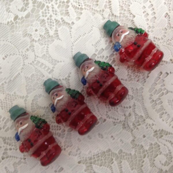 Vintage, Rare, 4pc Santa Christmas Ornaments- 3 in