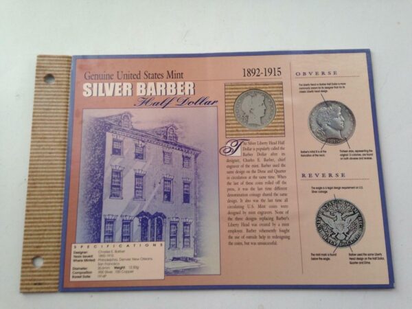 Genuine United States Mint - 1892-1915 Silver Barber Half Dollar