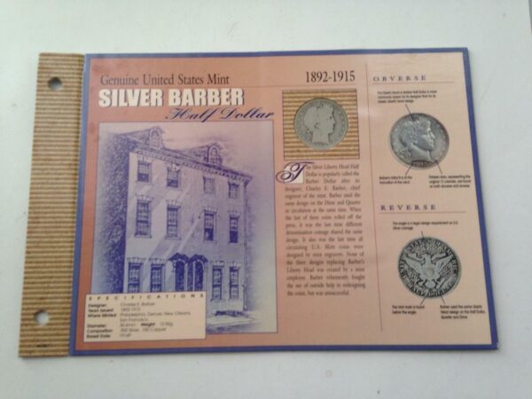 Genuine United States Mint - 1892-1915 Silver Barber Half Dollar