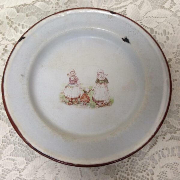 Antique, Bavaria-Austria Childs 3-pc Enamelware Cup, Bowl and Plate Set