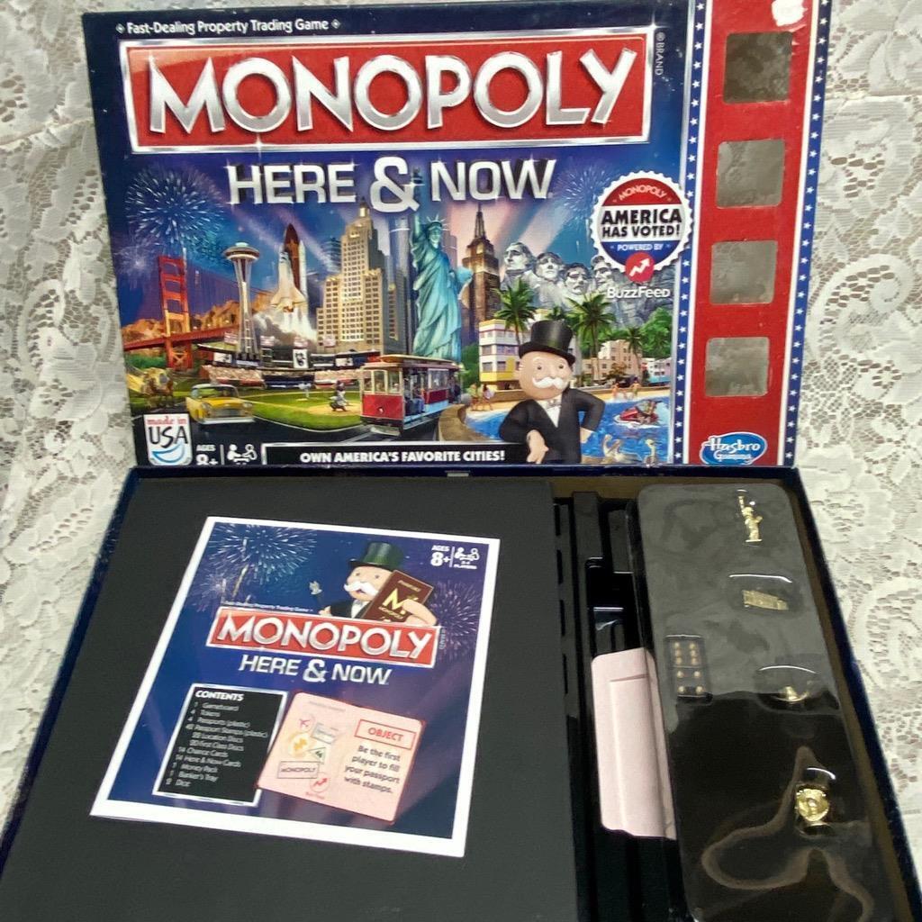 Vintage, Complete Monopoly Here and Now- Board Game – 12in Sq