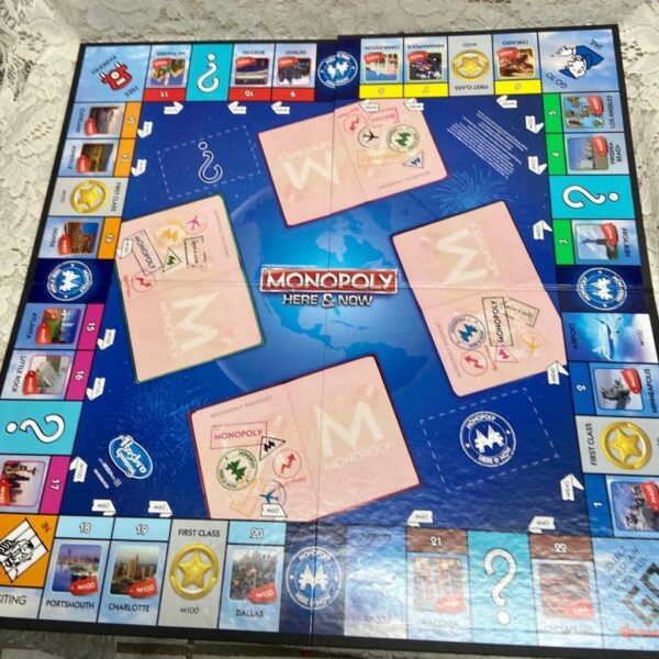 Vintage, Complete Monopoly Here and Now- Board Game - 12in Sq