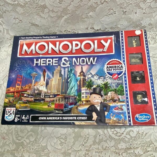 Vintage, Complete Monopoly Here and Now- Board Game - 12in Sq