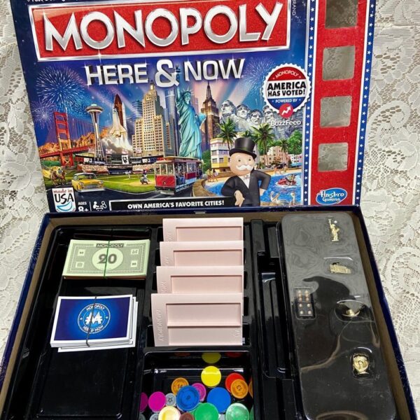 Vintage, Complete Monopoly Here and Now- Board Game - 12in Sq