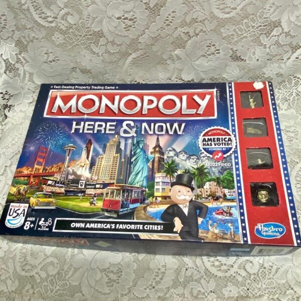 Vintage, Complete Monopoly Here and Now- Board Game - 12in Sq