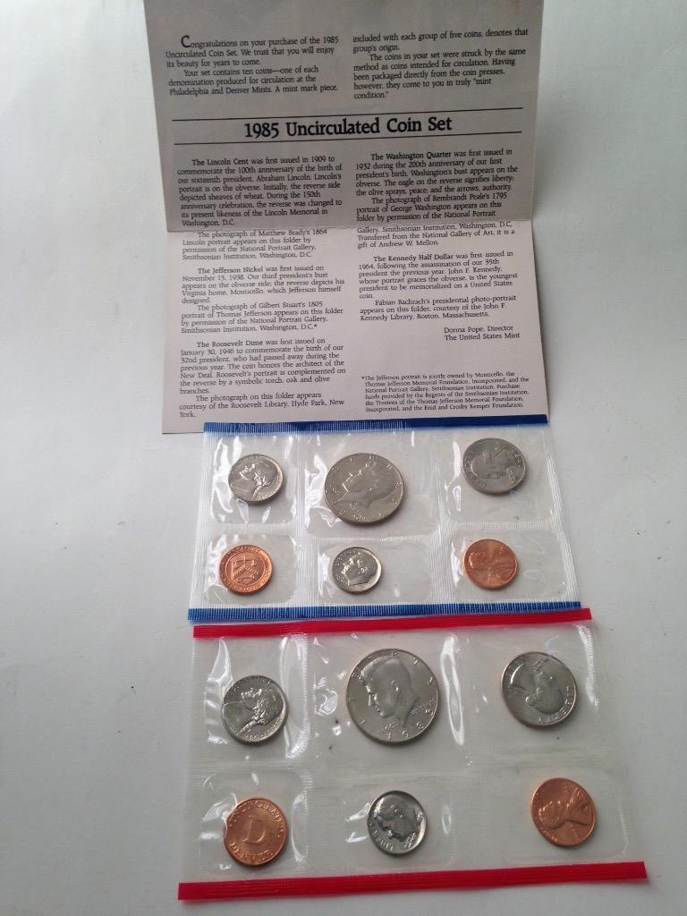 1985-P/D US Mint Uncirculated Coin Set -12pc Coin Set FV $1.82