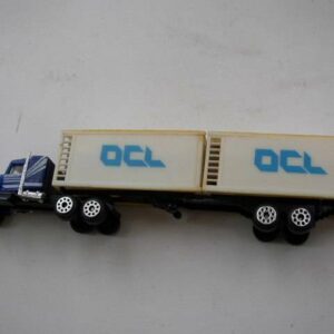 Vintage, 7.5-inch Long OCL., White and Blue Delivery Truck-Trailer