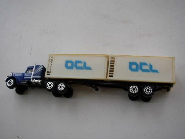 Vintage, 7.5-inch Long OCL., White and Blue Delivery Truck-Trailer