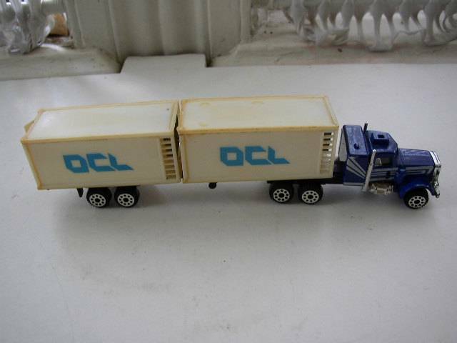 Vintage, 7.5-inch Long OCL., White and Blue Delivery Truck-Trailer