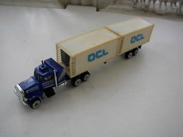 Vintage, 7.5-inch Long OCL., White and Blue Delivery Truck-Trailer