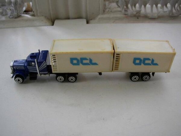 Vintage, 7.5-inch Long OCL., White and Blue Delivery Truck-Trailer