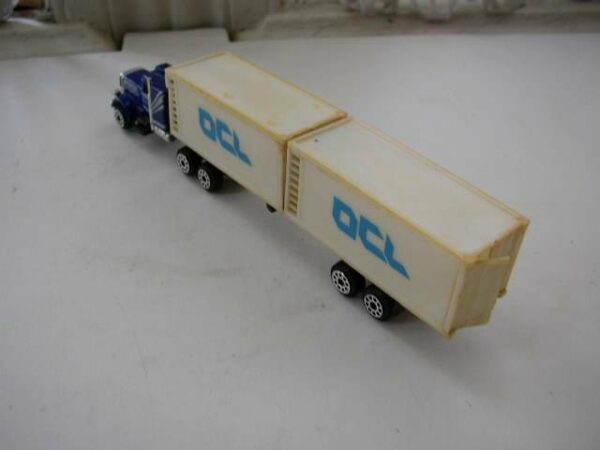 Vintage, 7.5-inch Long OCL., White and Blue Delivery Truck-Trailer