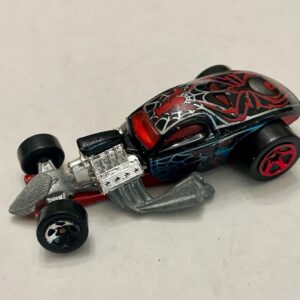 Vintage Hotwheels-Mattel Inc. 2002 Black and Red Spider 1/4 mile coupe