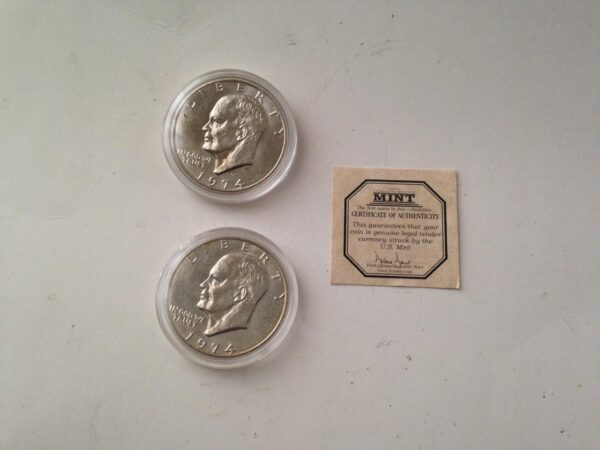 Eisenhower Dollar Collection 1974- P/D United States Mint 2pc Coin Set FV $2.00