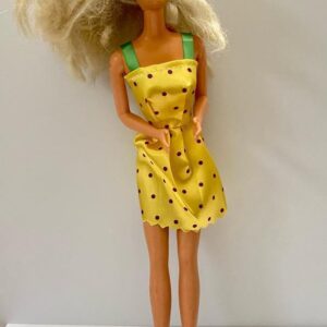 Vintage 1980s Mattel Barbie Doll in Yellow Mini Dress