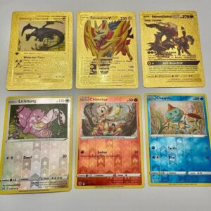 Lot (B) 3 Pokemon Reverse Holo Cards and 3 Pokemon Fan Arts