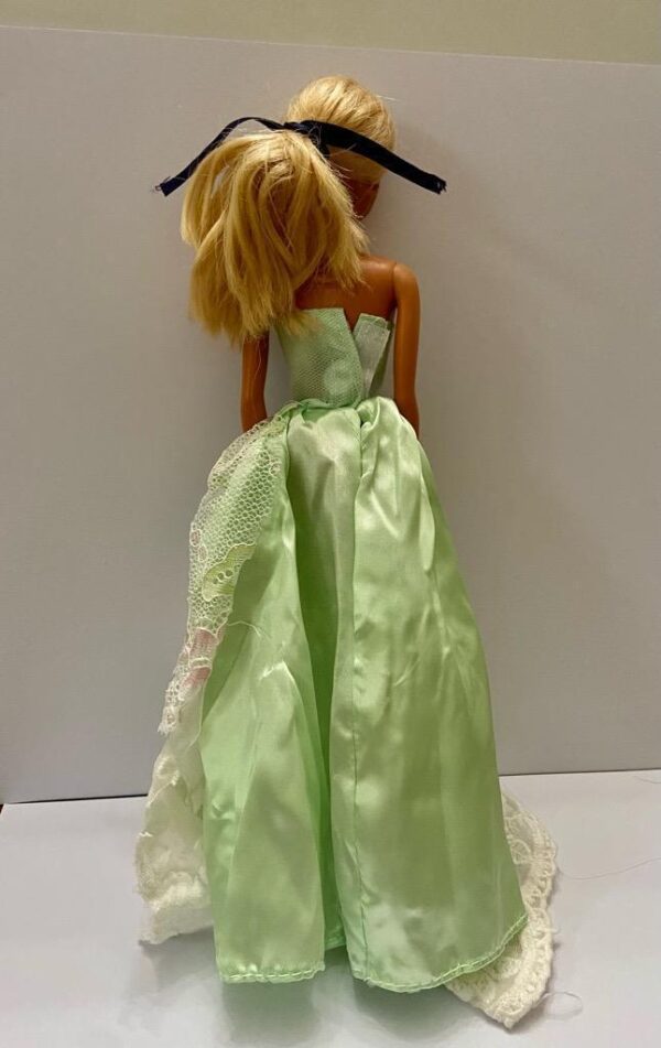 Vintage 1980s Mattel Barbie Doll in Elegant Green Lacy Gown