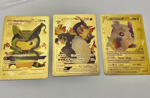 Lot (D) 3 Pokemon Reverse Holo Cards and 3 Pokemon Fan Arts