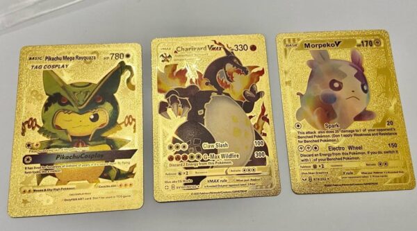 Lot (D) 3 Pokemon Reverse Holo Cards and 3 Pokemon Fan Arts