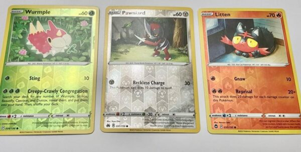 Lot (D) 3 Pokemon Reverse Holo Cards and 3 Pokemon Fan Arts