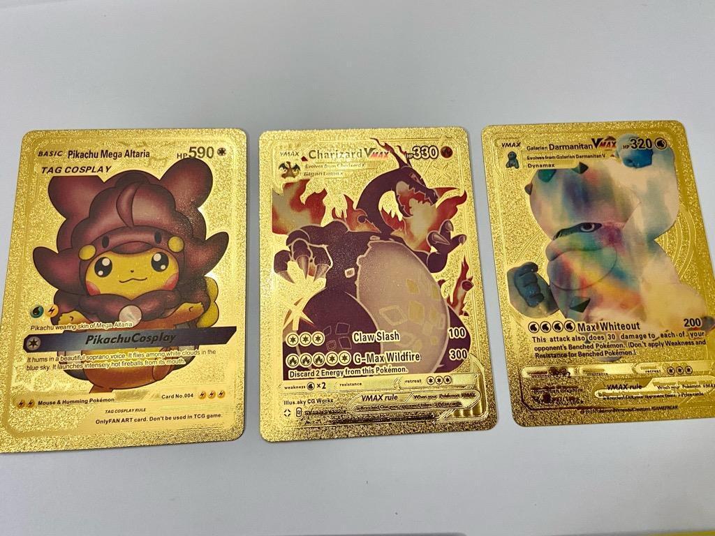 Lot (F) 3 Pokemon Reverse Holo Cards and 3 Pokemon Fan Arts