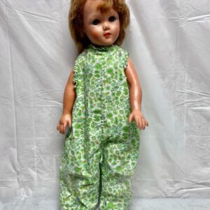 Vintage, Horsman, Large 34in Rubber Doll in Green Floral Jumper