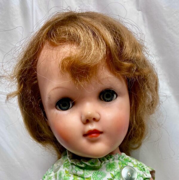 Vintage, Horsman, Large 34in Rubber Doll in Green Floral Jumper