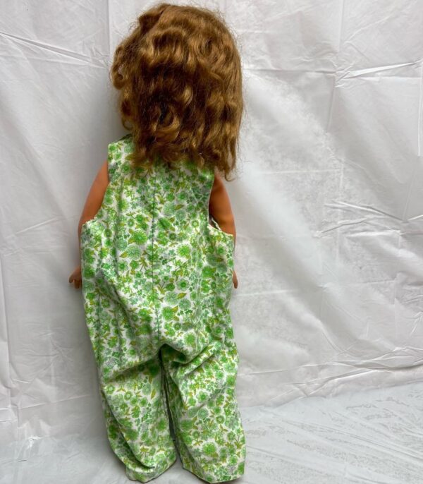 Vintage, Horsman, Large 34in Rubber Doll in Green Floral Jumper