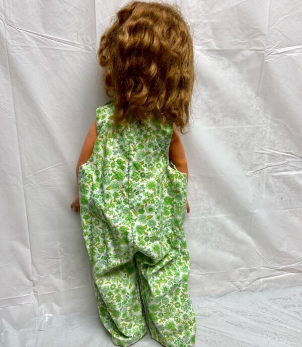 Vintage, Horsman, Large 34in Rubber Doll in Green Floral Jumper