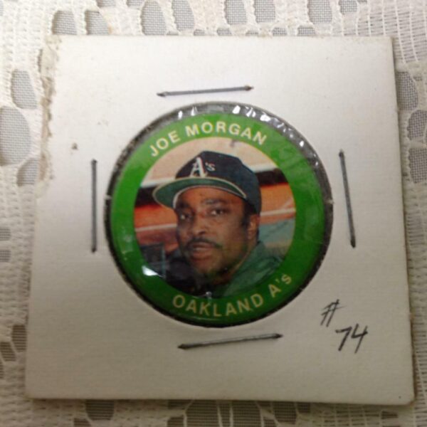 Joe Morgan #74, Oakland Ace, 2nd Base, 1984 Funfood Buttons