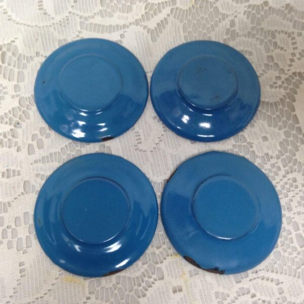 Antique, 12-pc French Blue Enamelware Child's Tea Set