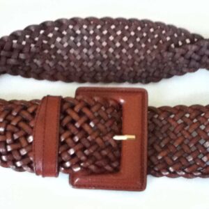 Beautiful, Adjustable 28in-32in, Genuine Brown Leather Basket Weave Ladies Belt