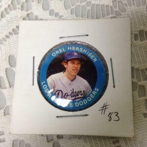 Orel Hershiser Dodger #83, Pitcher, Era 2-66, 1984 Funfood Buttons