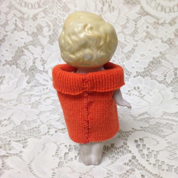 Antique, Made in Japan, 5.25in Bisque, Googly-eyed Doll in Orange Dress