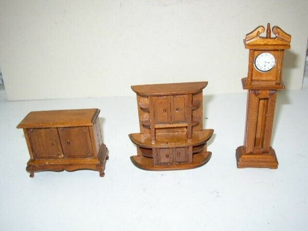 Vintage, 3-pc Living-Dining Room Dollhouse Miniature