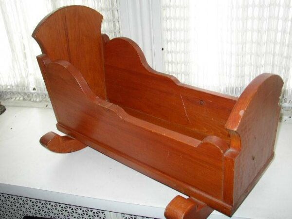 Antique, Doll’s Crib with Foot Rocker for a 16-18 inch Doll or Smaller