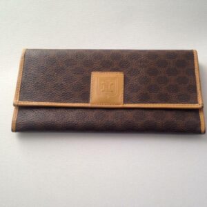 Authentic, Celine Canvas Brown Macadam Long Bi-fold Wallet