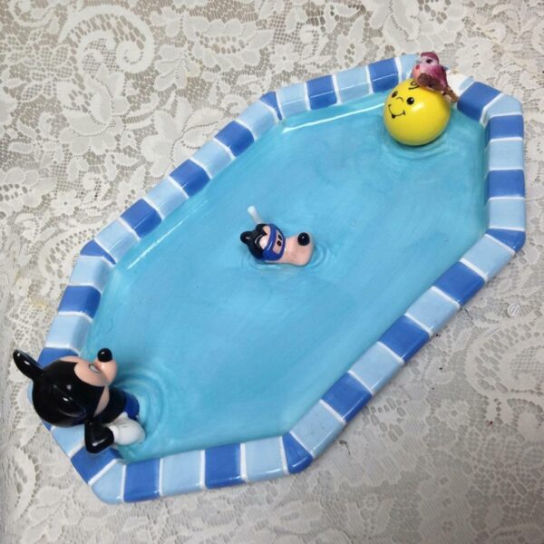 Rare, Mickey-Goofy Figural Swimming Pool Snack Tray16in x 10in x 4in