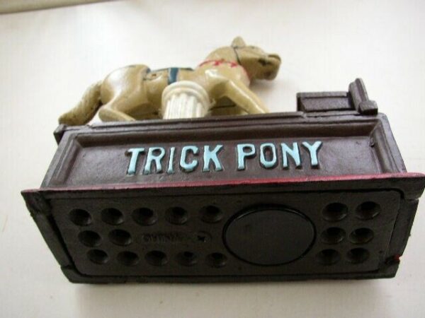 Vintage, Collector's Edition Cast Iron Trick Pony Mechanical Bank in Orig. Box