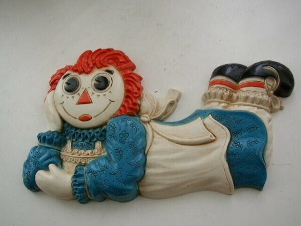 Vintage, 1977 Bobbs Merrill Raggedy Ann 12in x 8in Wall Plaque