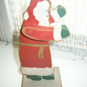 Vintage, Enchanted Forest County Collectable, 10in Handpainted Wooden Santa