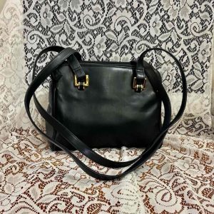 Vintage Black Cowhide Leather Shoulder-Crossbody Bag (E0125) This is a beautifu