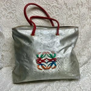 Authentic Loewe Metallic Silver-Gray Large Tote -Shoulder Bag 17in x 14in x 5.5