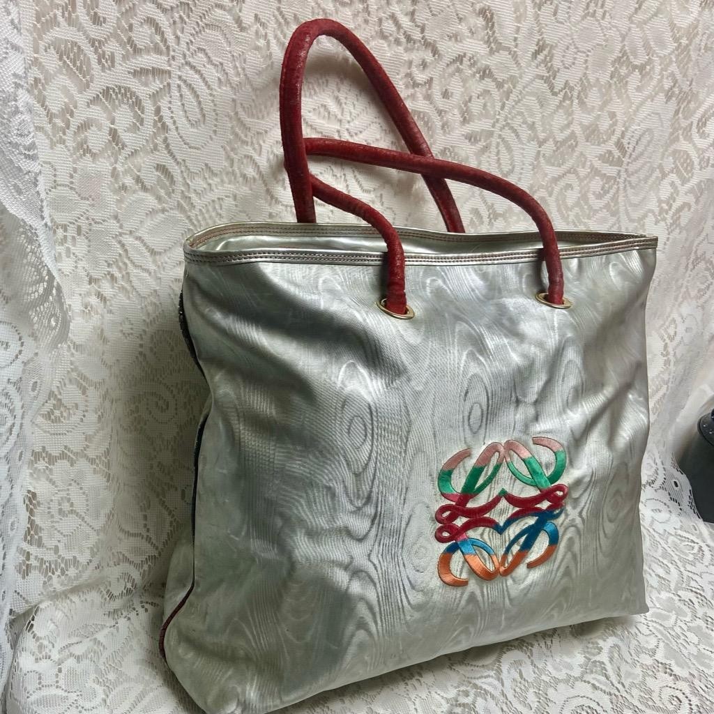 Authentic Loewe Metallic Silver-Gray Large Tote -Shoulder Bag 17in x 14in x 5.5